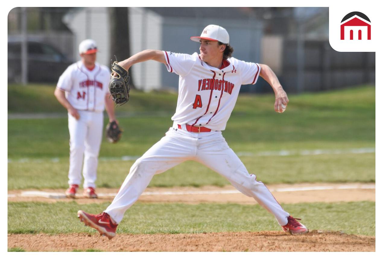 Montco baseball player throwing a pitch